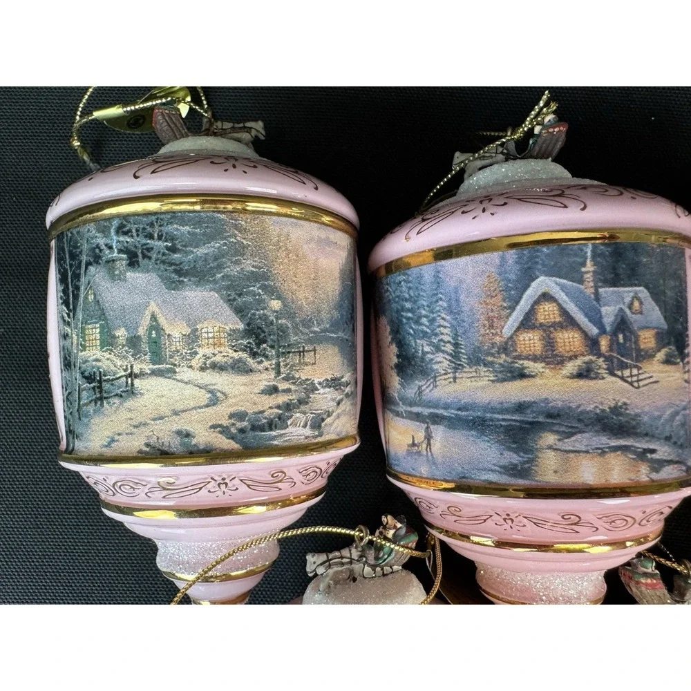 Thomas Kinkade Christmas Heirloom Glass Ornaments - Collection of 11 New W/ Tags